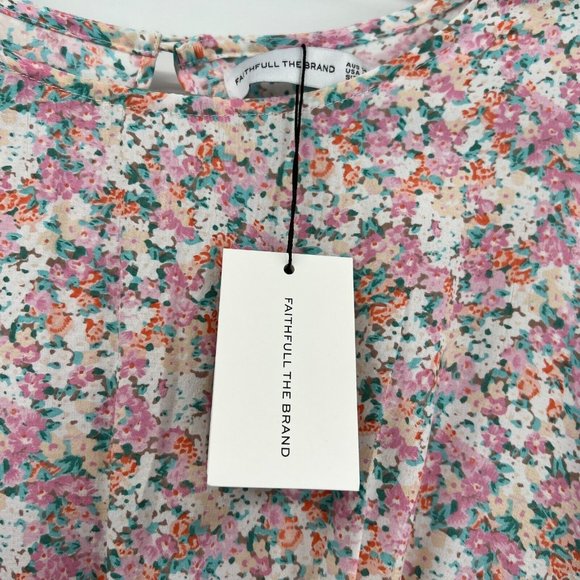 Faithfull the Brand Women's Beline Midi Dress Vionette Floral Pink sz XL/US 10 - Picture 7 of 12